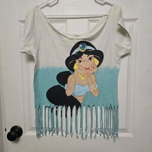 Disney Jasmine Fringe Crop Top - White and Blue